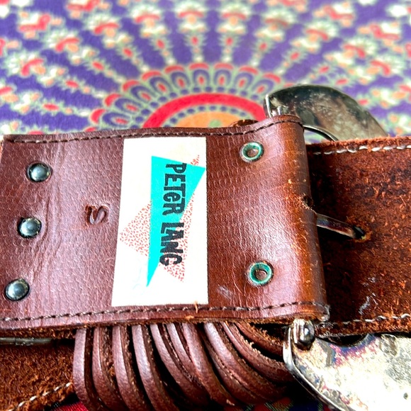 🏜️🏜️🏜️ PETER LANG VINTAGE LEATHER BELT SIZE 26” GORGEOUS BOHEMIAN VIBES 🏜️ - Picture 7 of 9